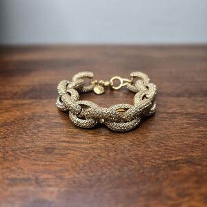 J Crew Pave` Gold Tone Link Bracelet